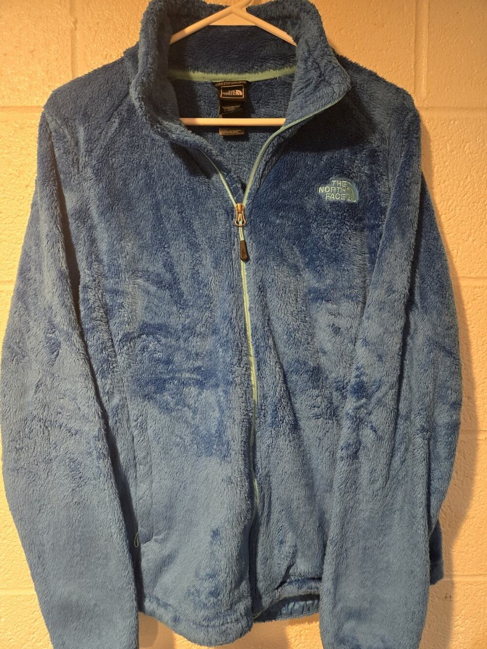 North Face Womens Full Zip Furry Jacket Blue Size L